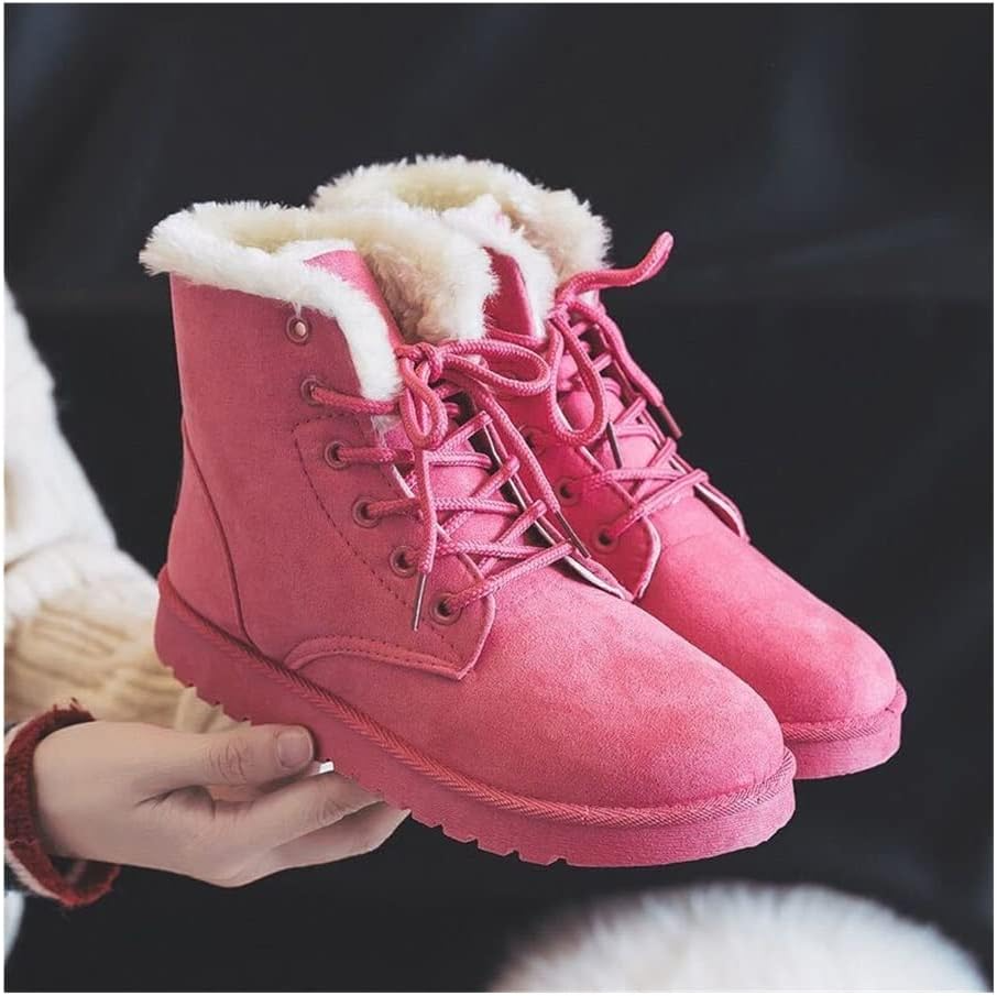 Women's Ankle Boots Lace-Up Cozy Warm Lining Non-Slip Sole Black