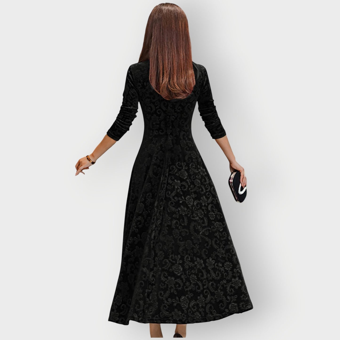 Women's Velvet Midi Dress Vintage Style