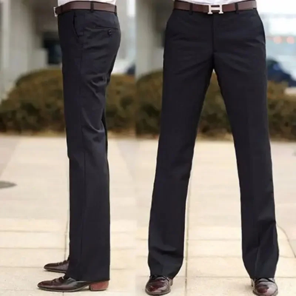 Men's Slim Fit Dress Pants Wrinkle Resistant Black