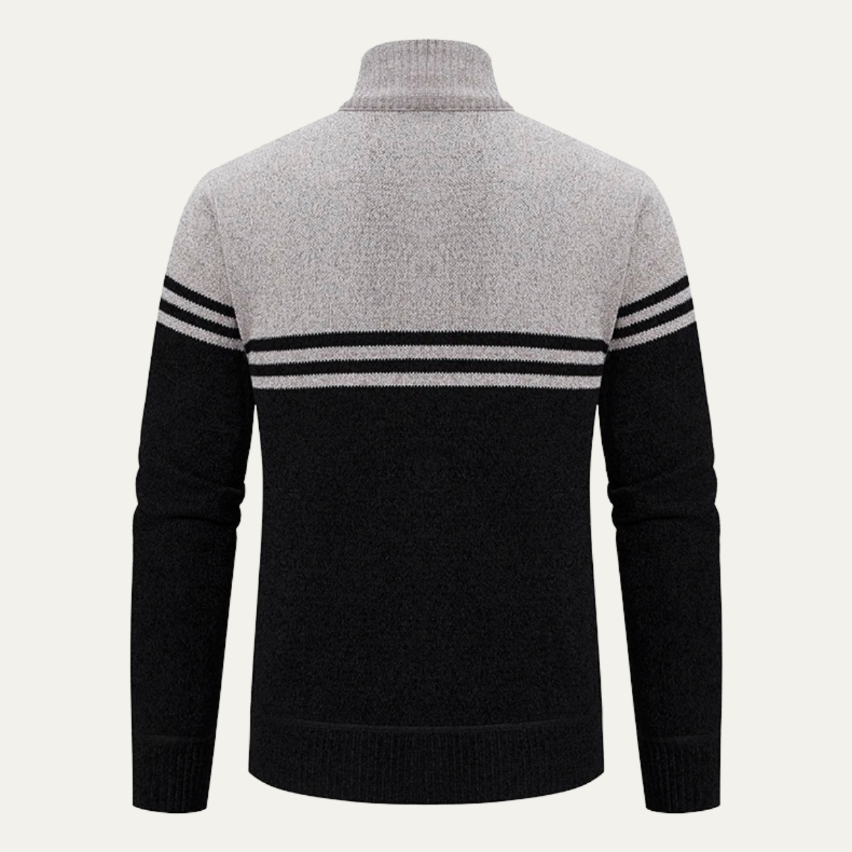 Men's Striped Fleece Lined Knit Sweater Jacket