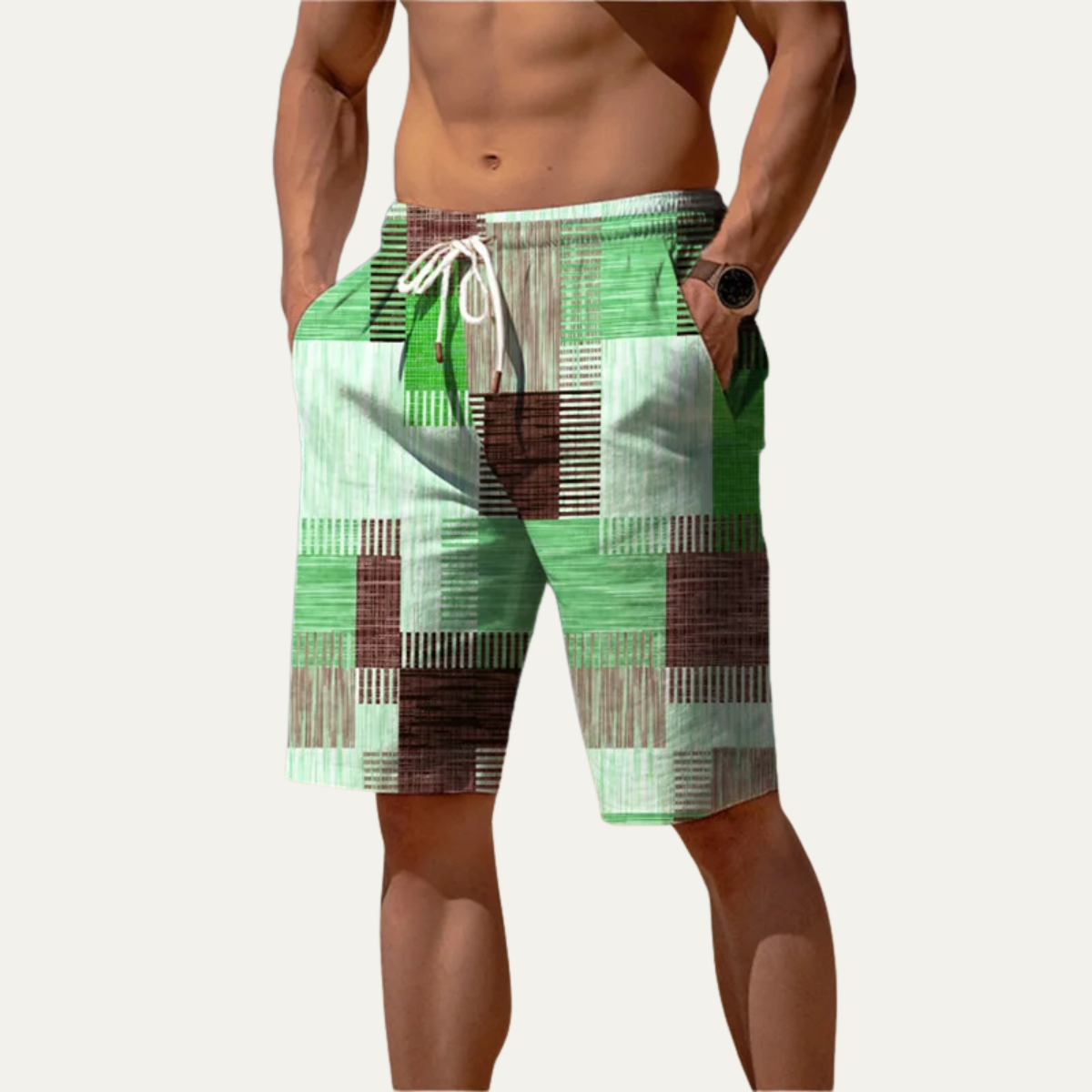 Men's Checked Summer Shorts Drawstring Casual