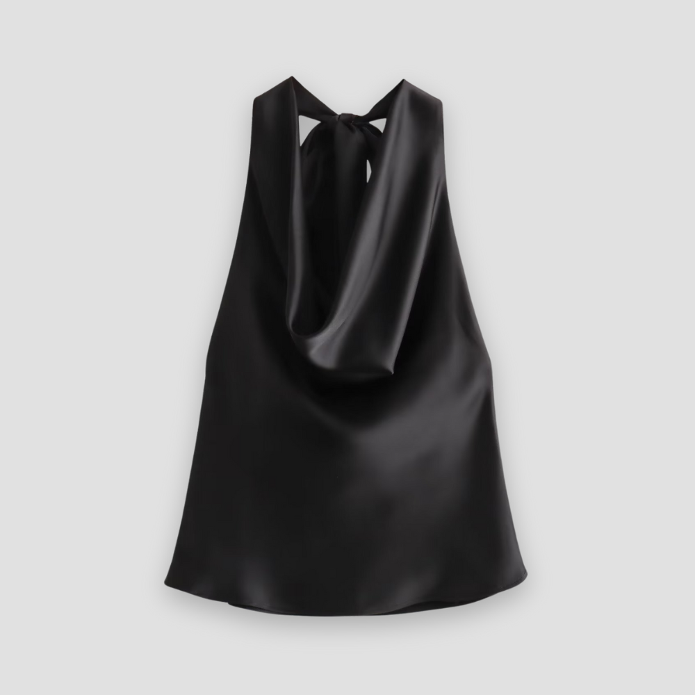 Women's Halter Neck Sleeveless Cowl Back Tie