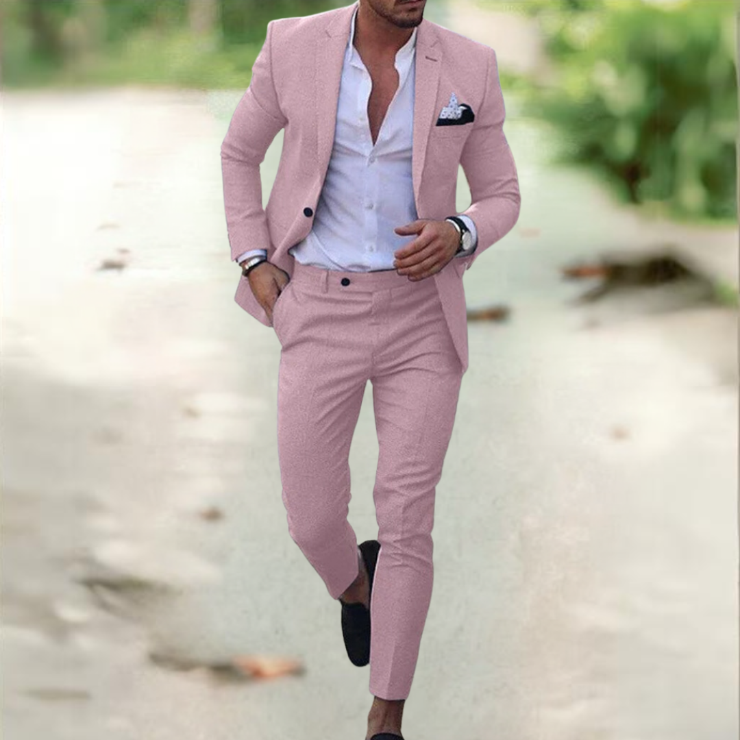 Men's 2-Piece Suit Buttoned Jacket And Pants