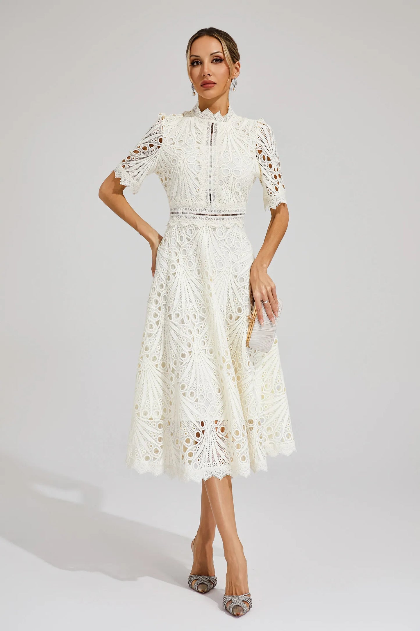 Women's Elegant Lace Midi Dress
