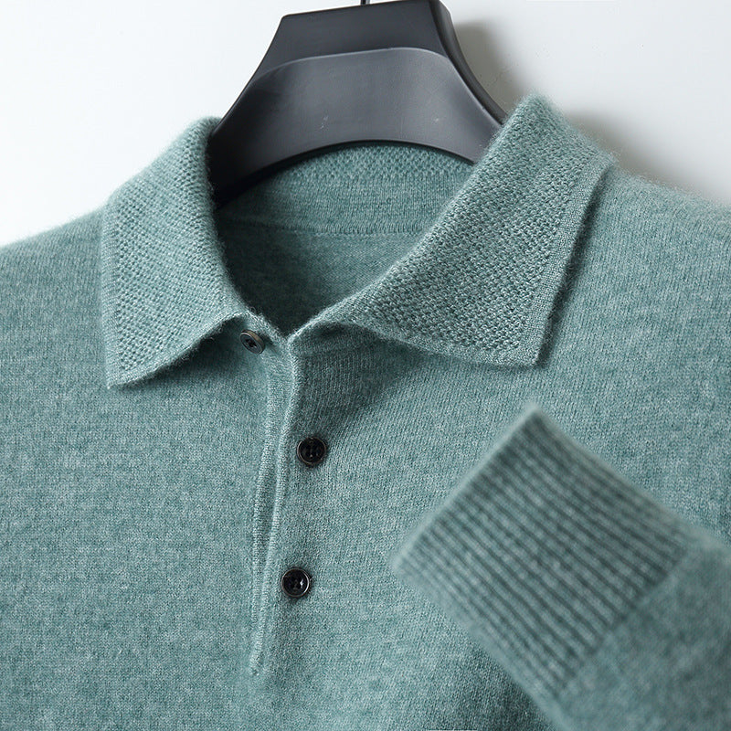 Men's Long Sleeve Polo Solid Shirt