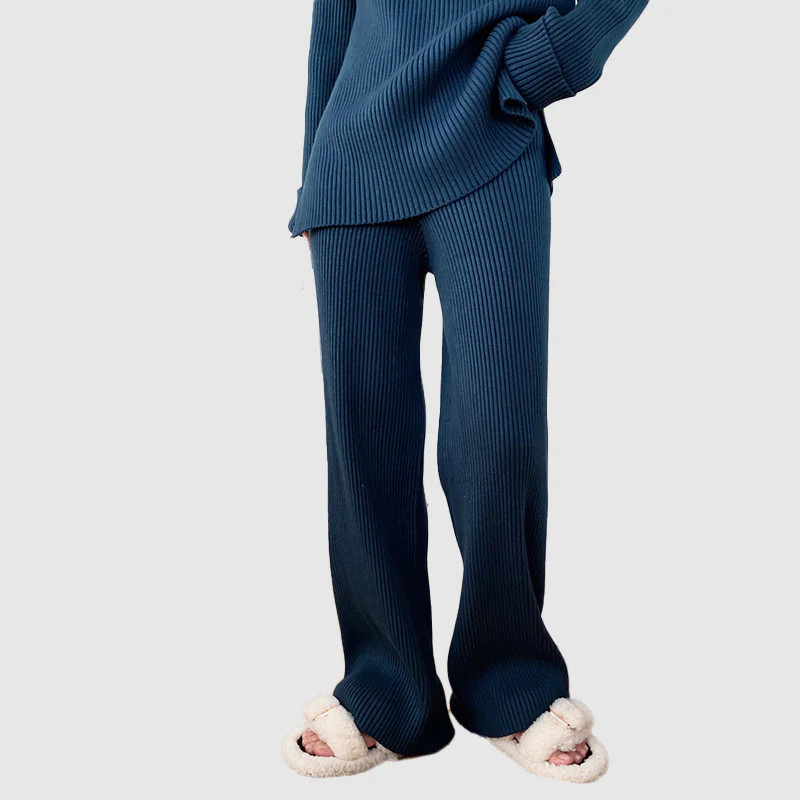 Women's Wide Leg Ribbed Knit Two Piece Set