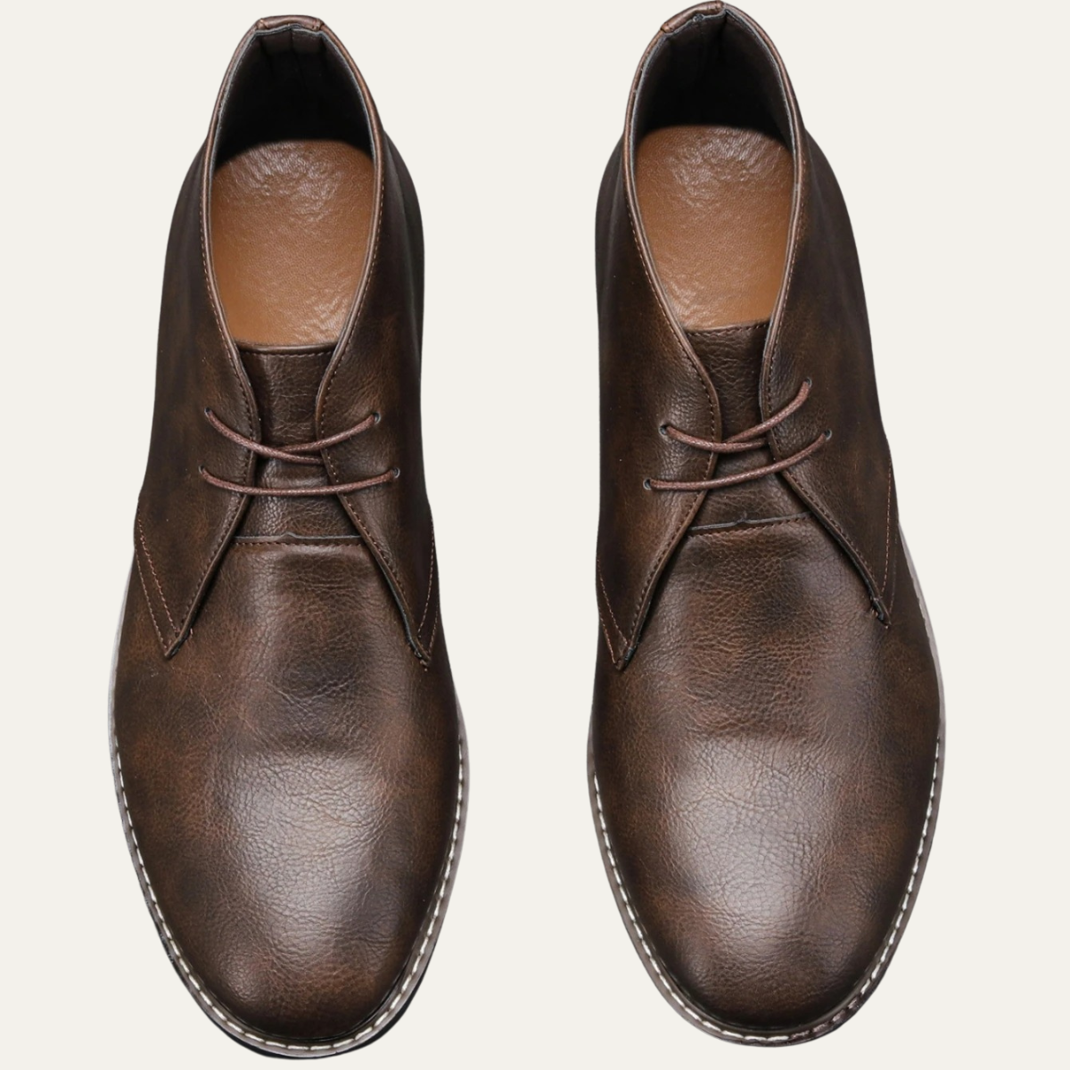 Men's Ankle Boots Brown Leather Vintage Style