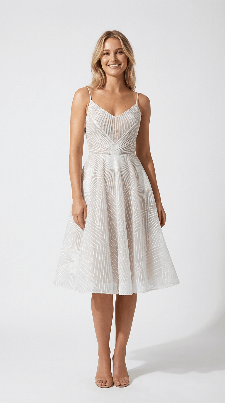 Women's Maxi Dress White Sequin