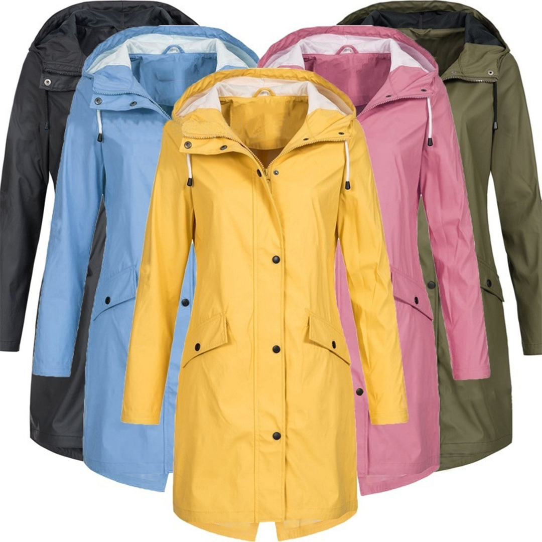 Women's Waterproof Hooded Rain Jacket Lightweight Windproof