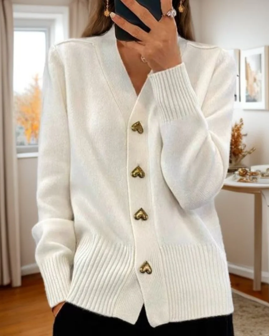 Women's Heart Button Cardigan