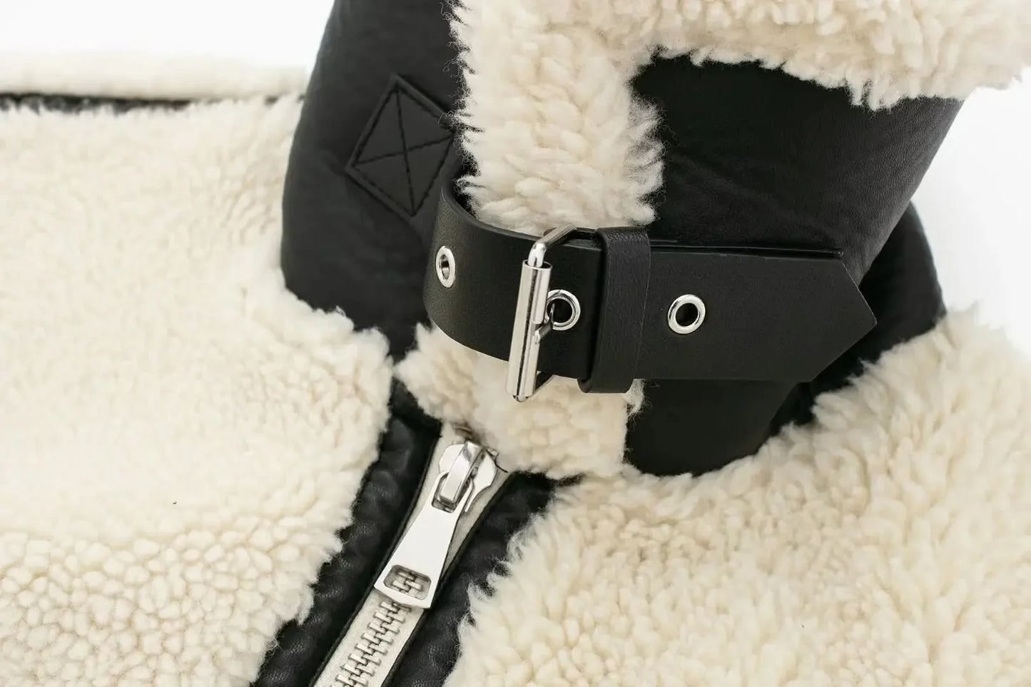 Women's Sherpa Fleece Jacket Ivory Zip-Up