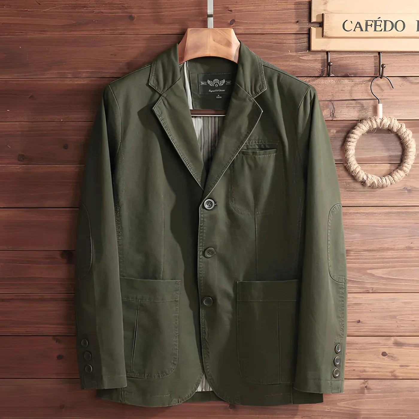 Men's Olive Green Blazer Lightweight Casual