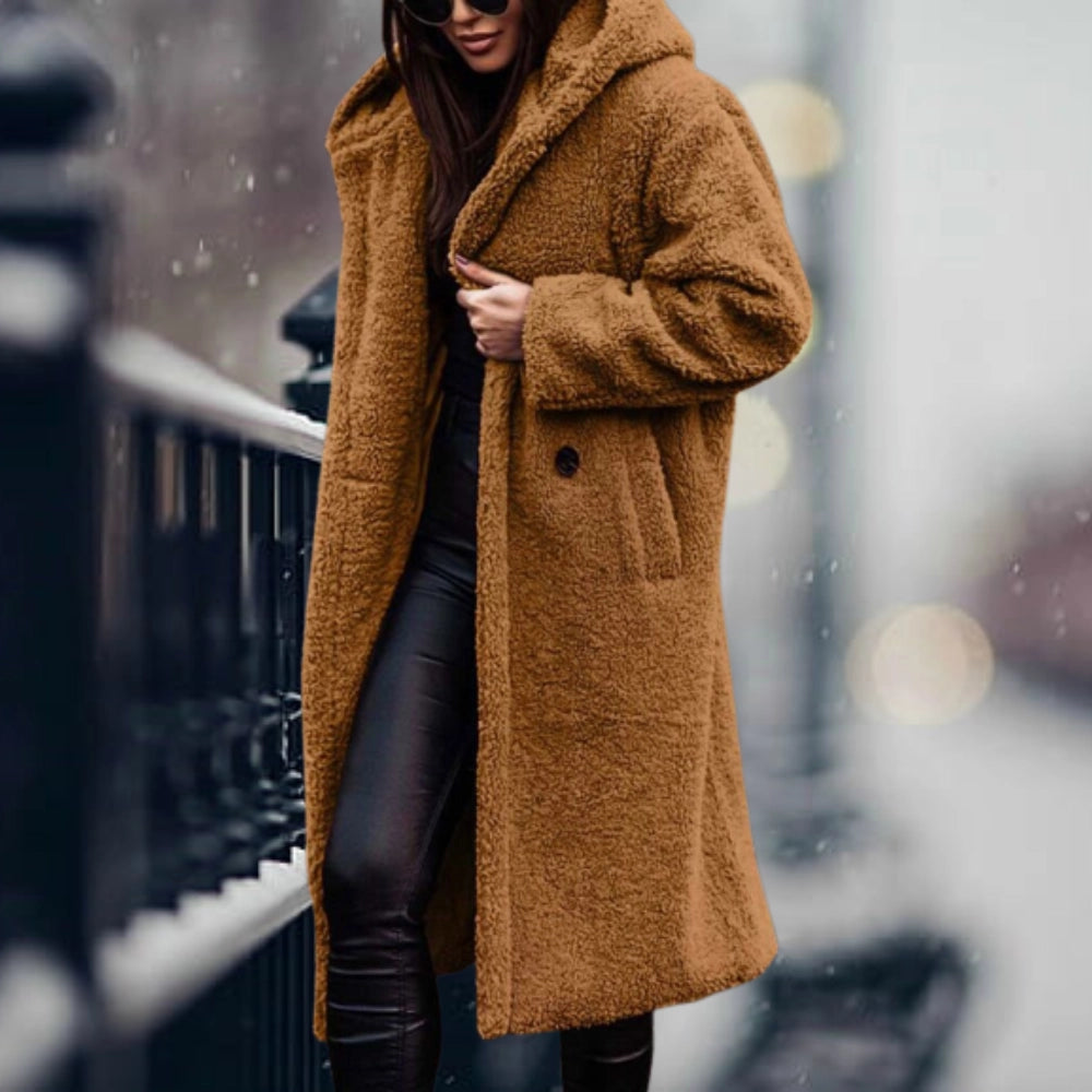 Women's Oversized Faux Sheepskin Coat Blue