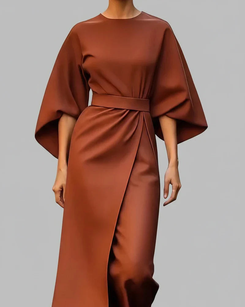 Women's Belted Wrap Midi Dress