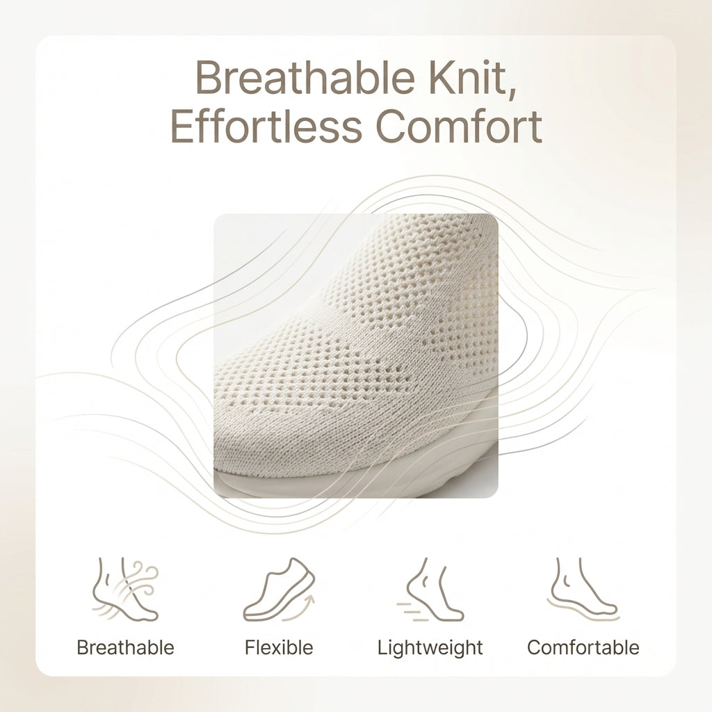 Women's Slip-On Flats Lightweight Breathable Knit Beige