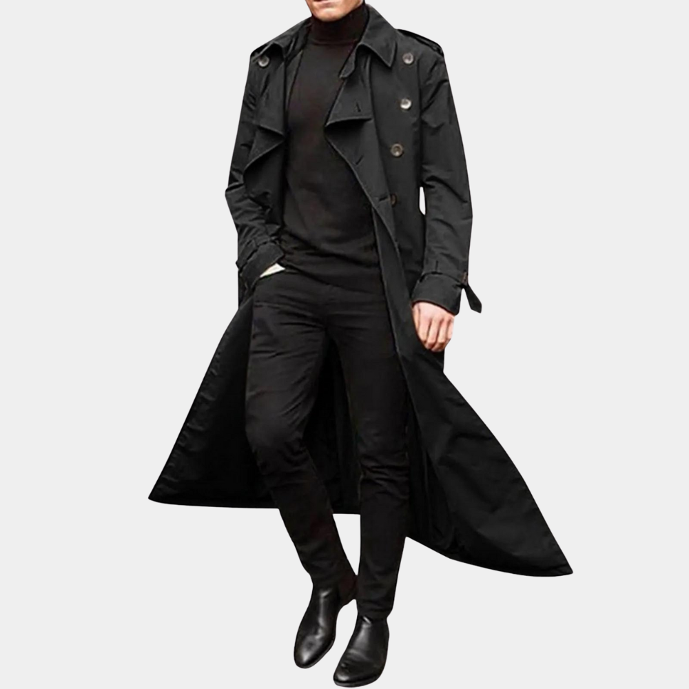 Men's Double-Breasted Trench Coat Wool Belted Tan