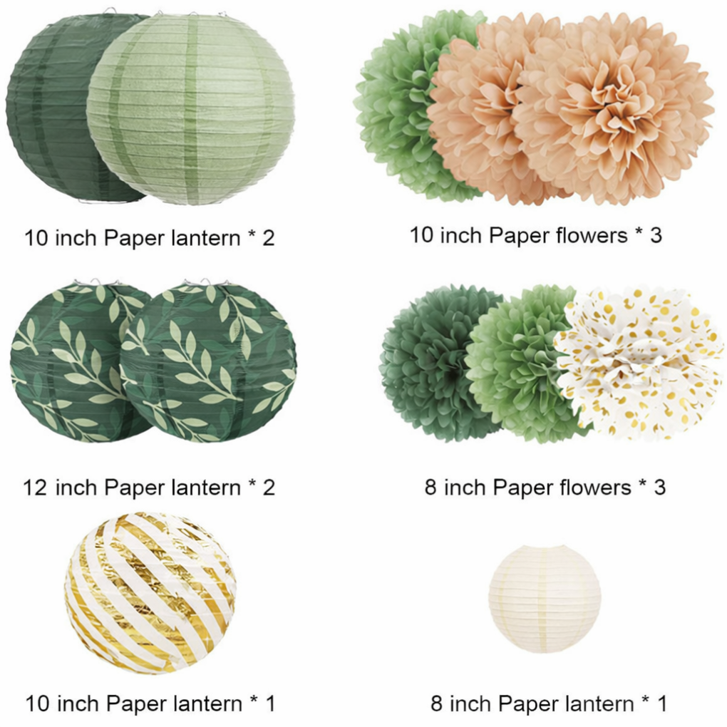 Gold Glitter Paper Pom Poms - Fashinoza