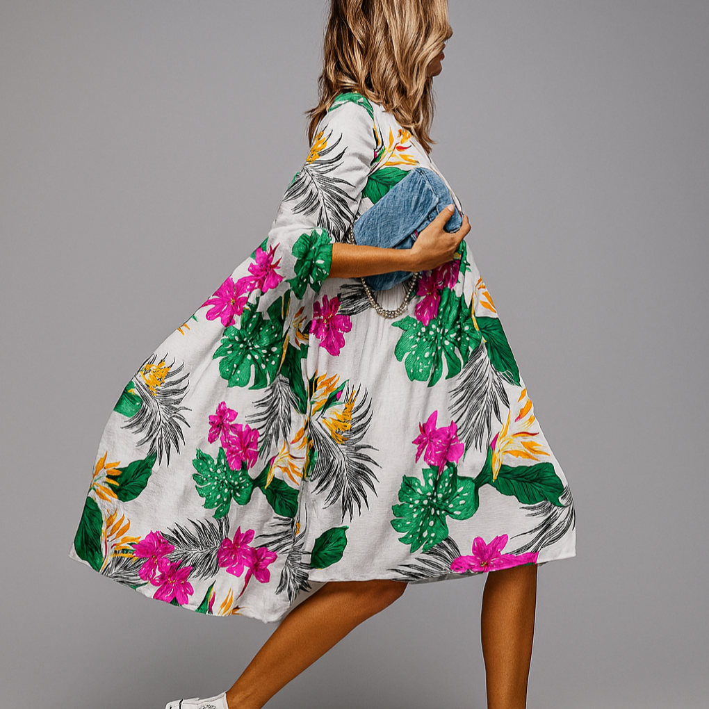 Women's Midi Shirt Dress Floral Print