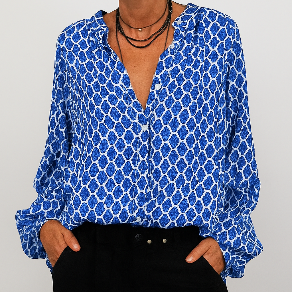 Women's V Neck Blouse Printed