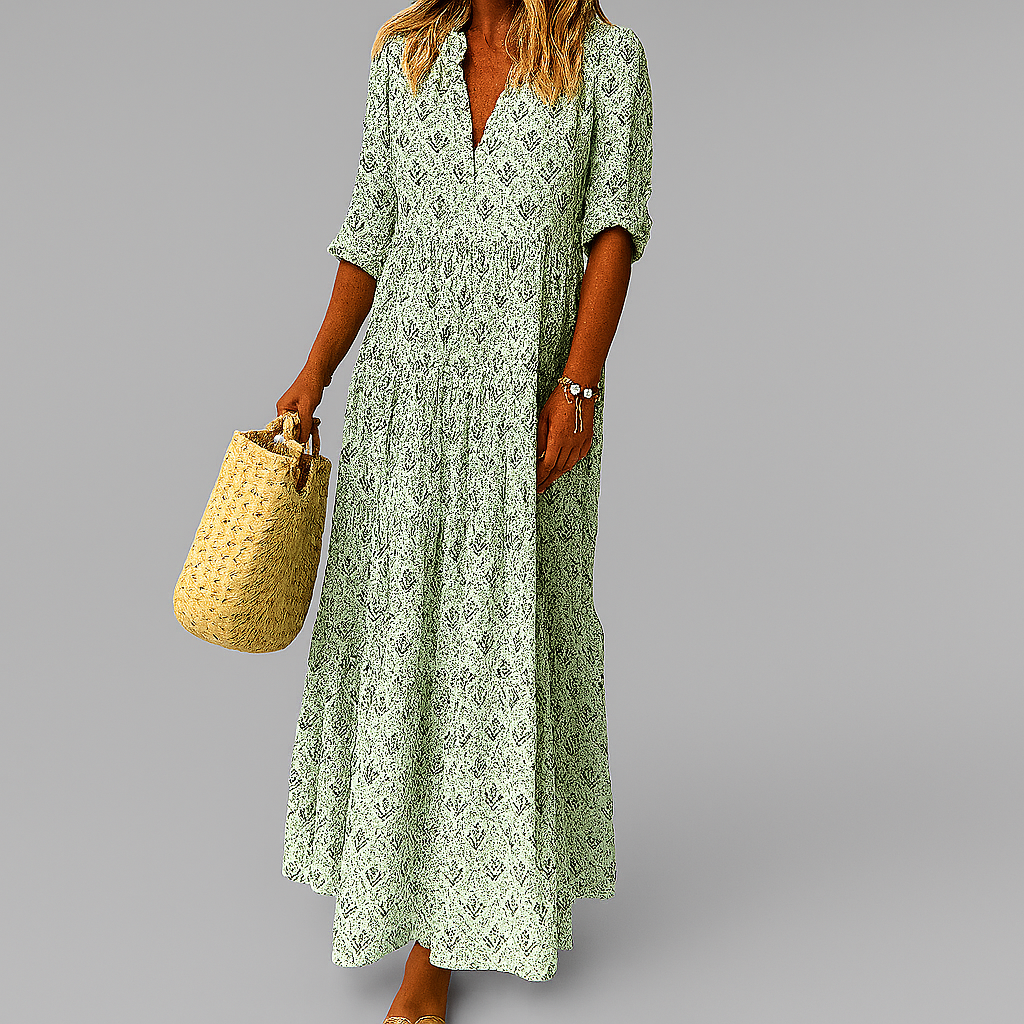 Women's Cotton Maxi Dress Lightweight Floral Print