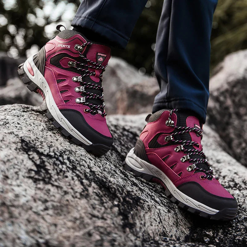 Men's High Top Hiking Boots Breathable Outdoor Trekking Climbing Shoes Non-Slip Sole