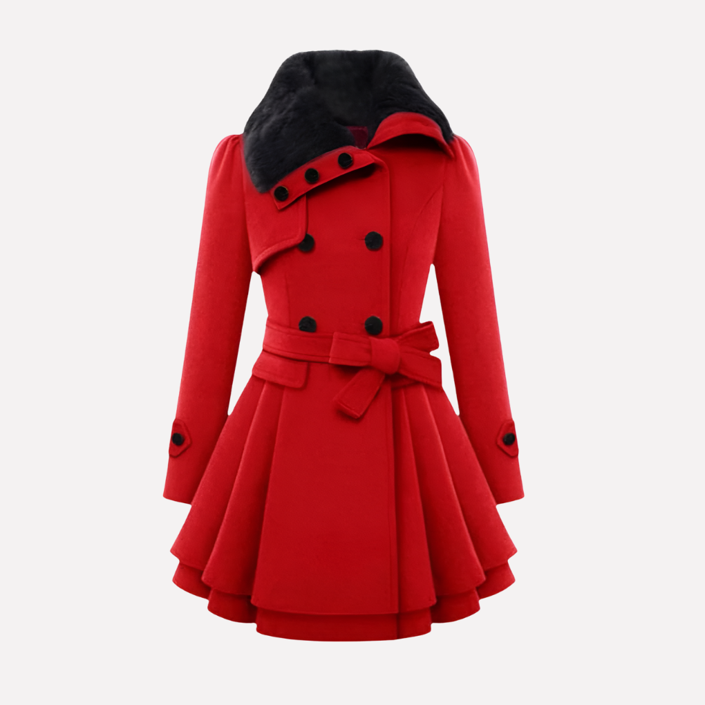 Women's Button Front Belted Winter Coat