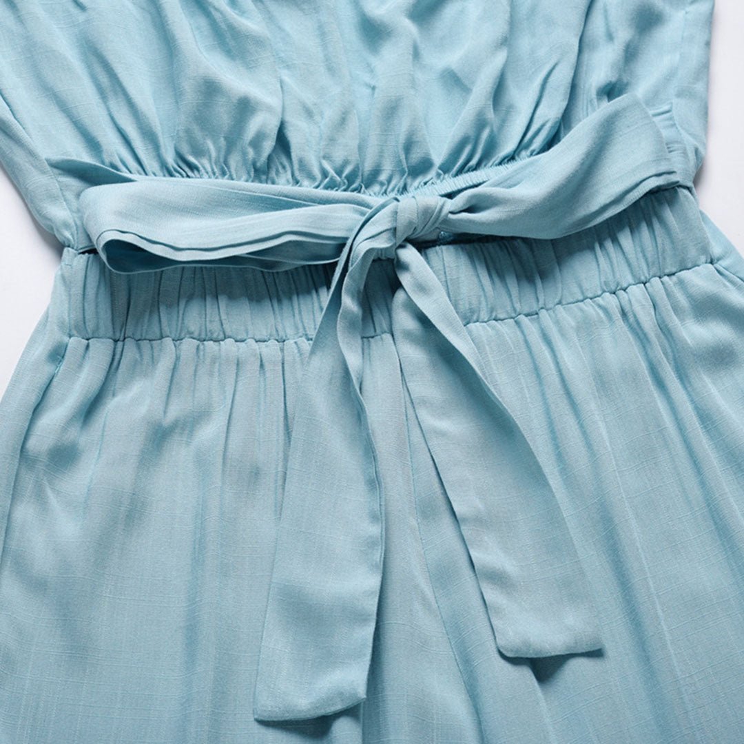 Women's Strapless Wide Leg Jumpsuit Tie Waist