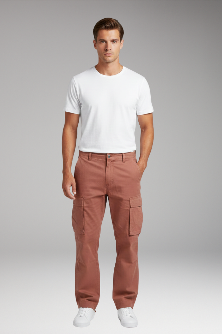 Men's Straight Fit Cargo Pants Multi-Pocket Design
