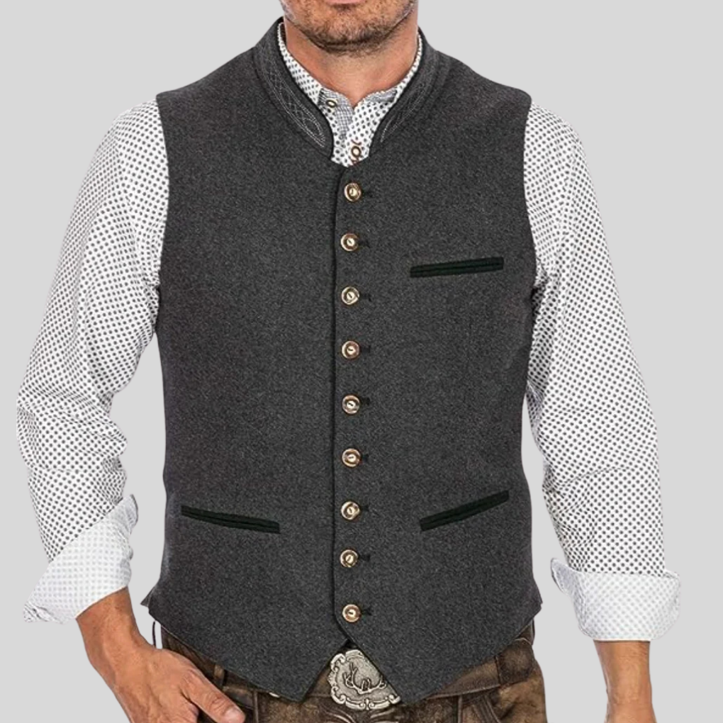 Men's Leather Trachten Vest - Fashinoza
