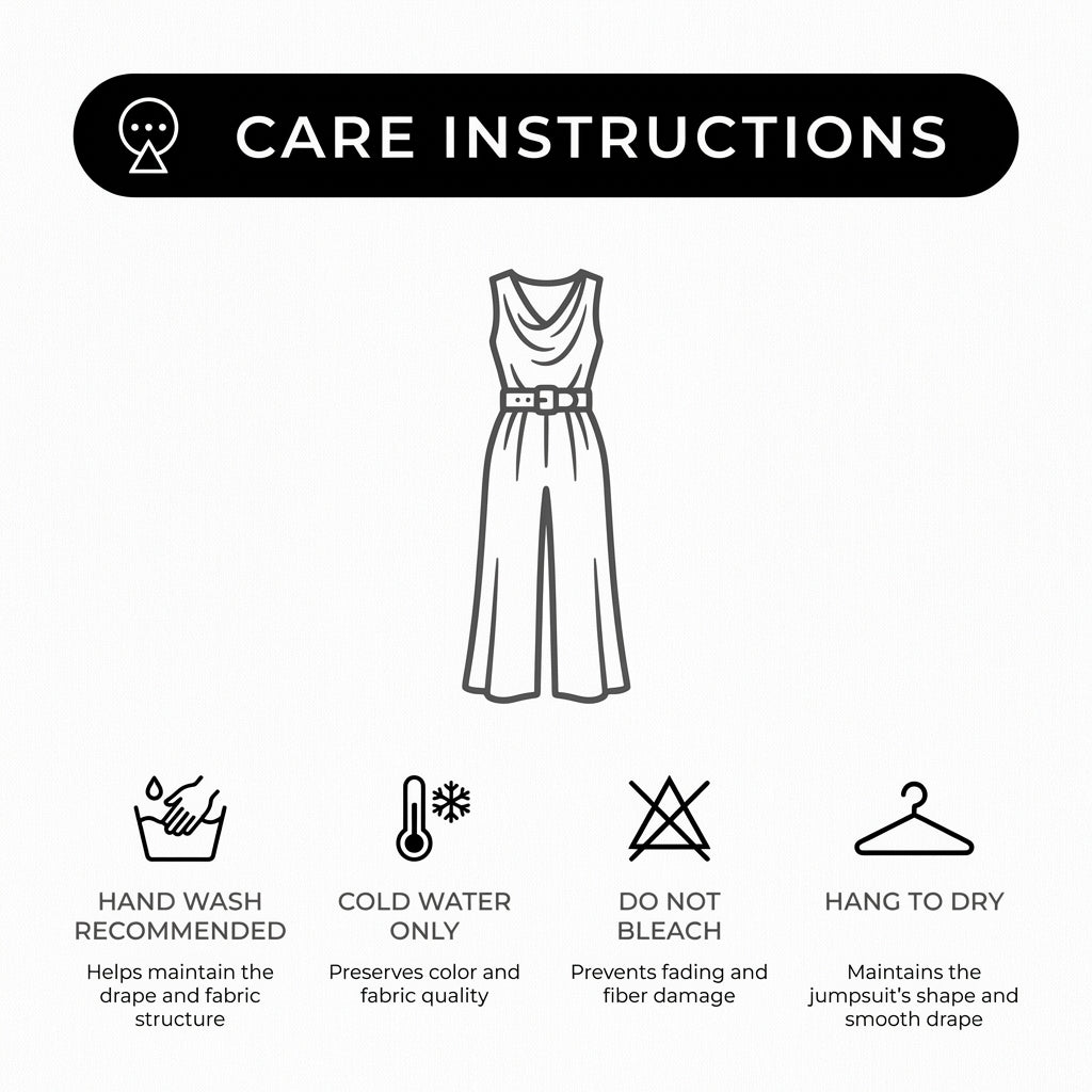 Women's Cowl Neck Jumpsuit Wide Leg Belted Waist