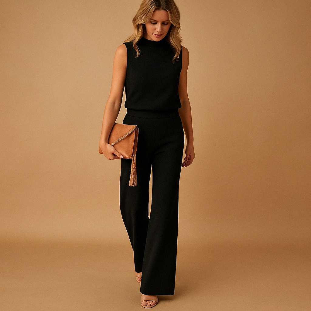 Women's Round Neck Wide Leg Jumpsuit