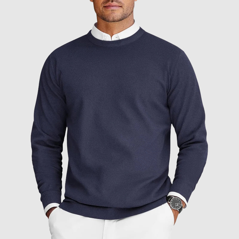 Textured Crewneck Knit Sweater