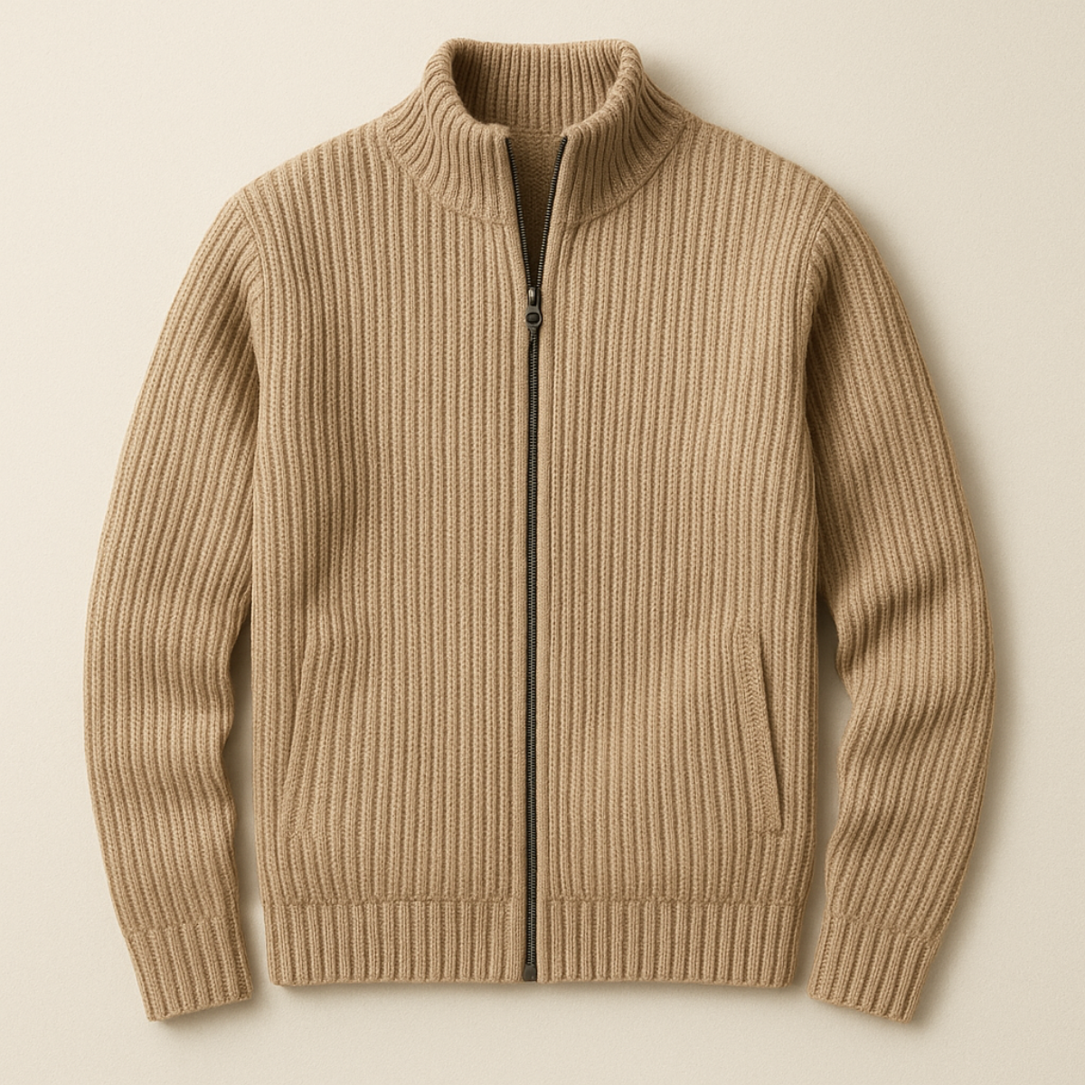 Womens Knitted Zip Up Cardigan