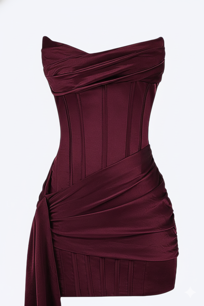 Valerisse | Women’s Strapless Draped Mini Evening Dress