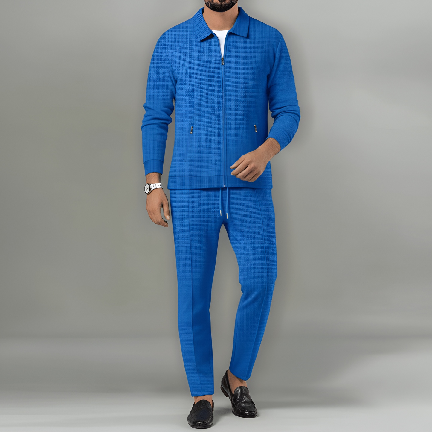 Men's Waffle Knit Tracksuit Lounge Set