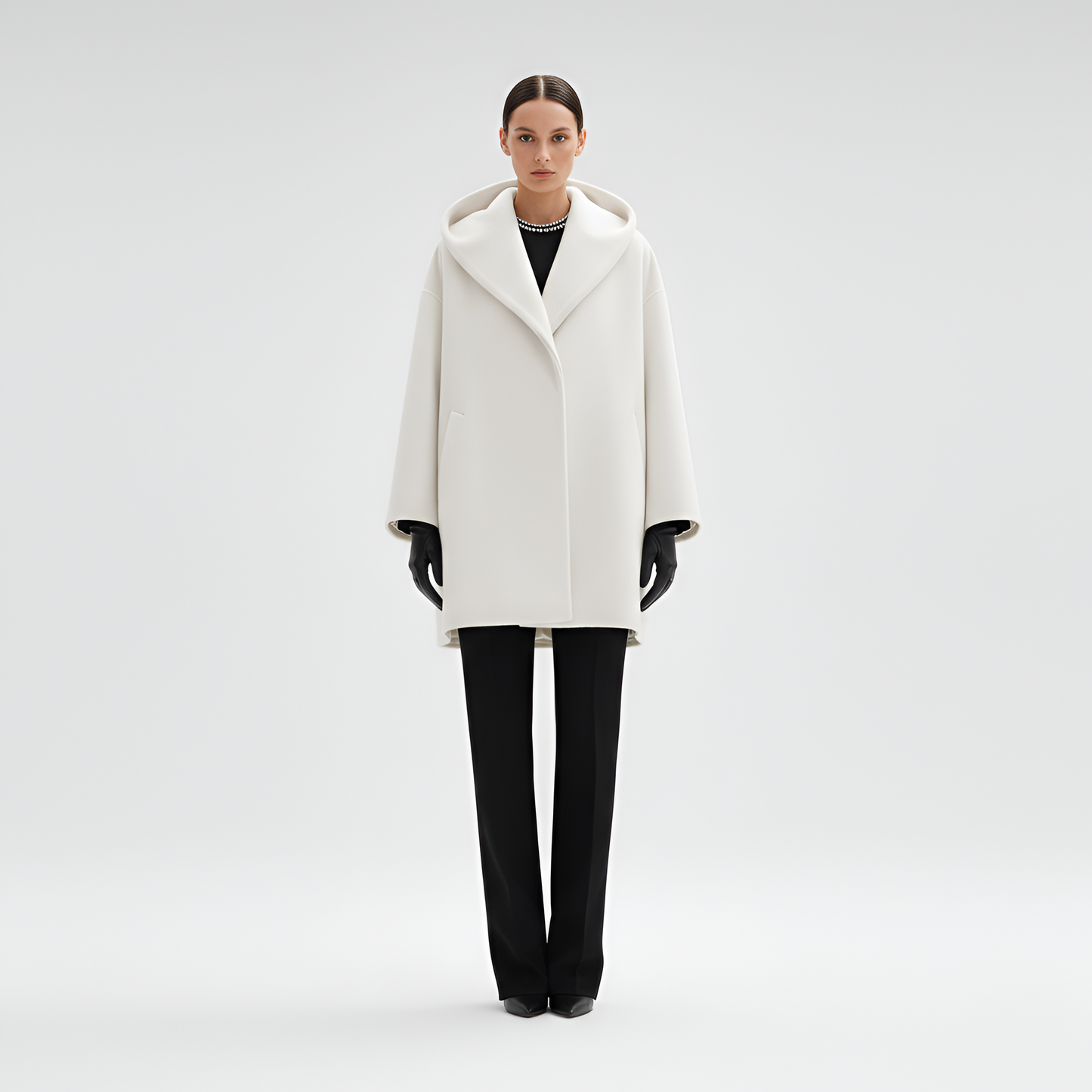 Women's Wool Blend Midi Coat Shawl Collar Elegant Winter Outerwear
