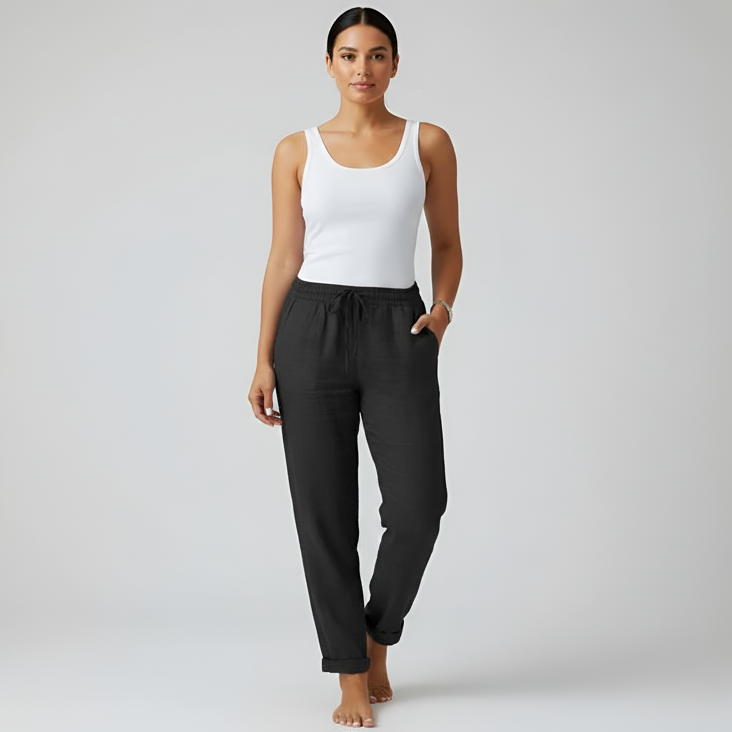 Women's Linen Drawstring Pants Relaxed Fit