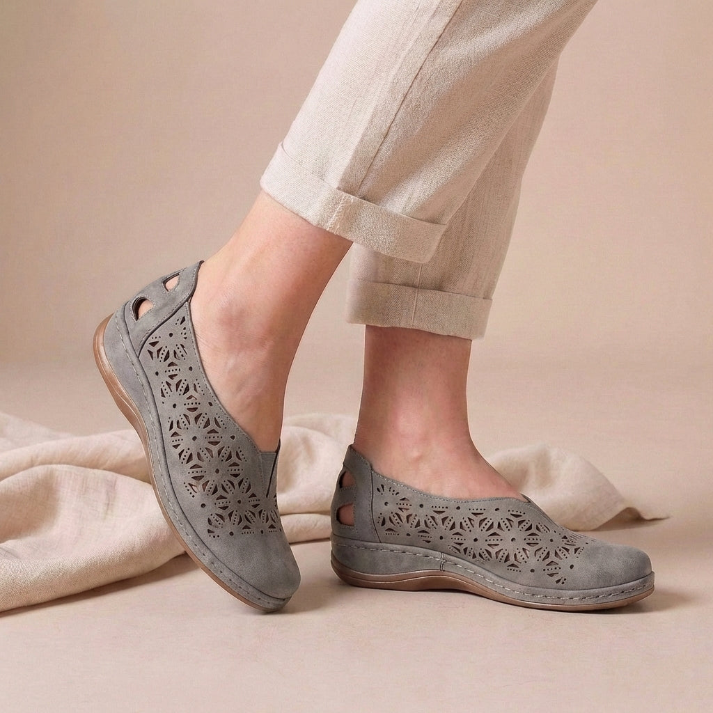 Women's Comfort Flats Breathable Leather Beige