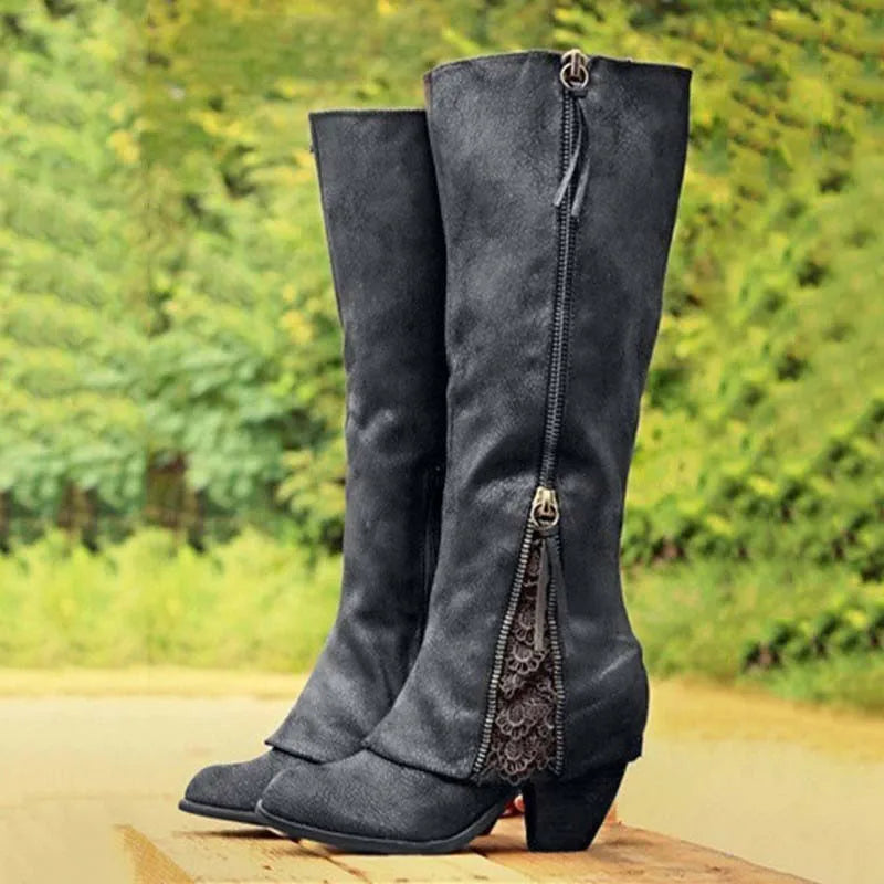 Women's Block Heel Knee High Boots