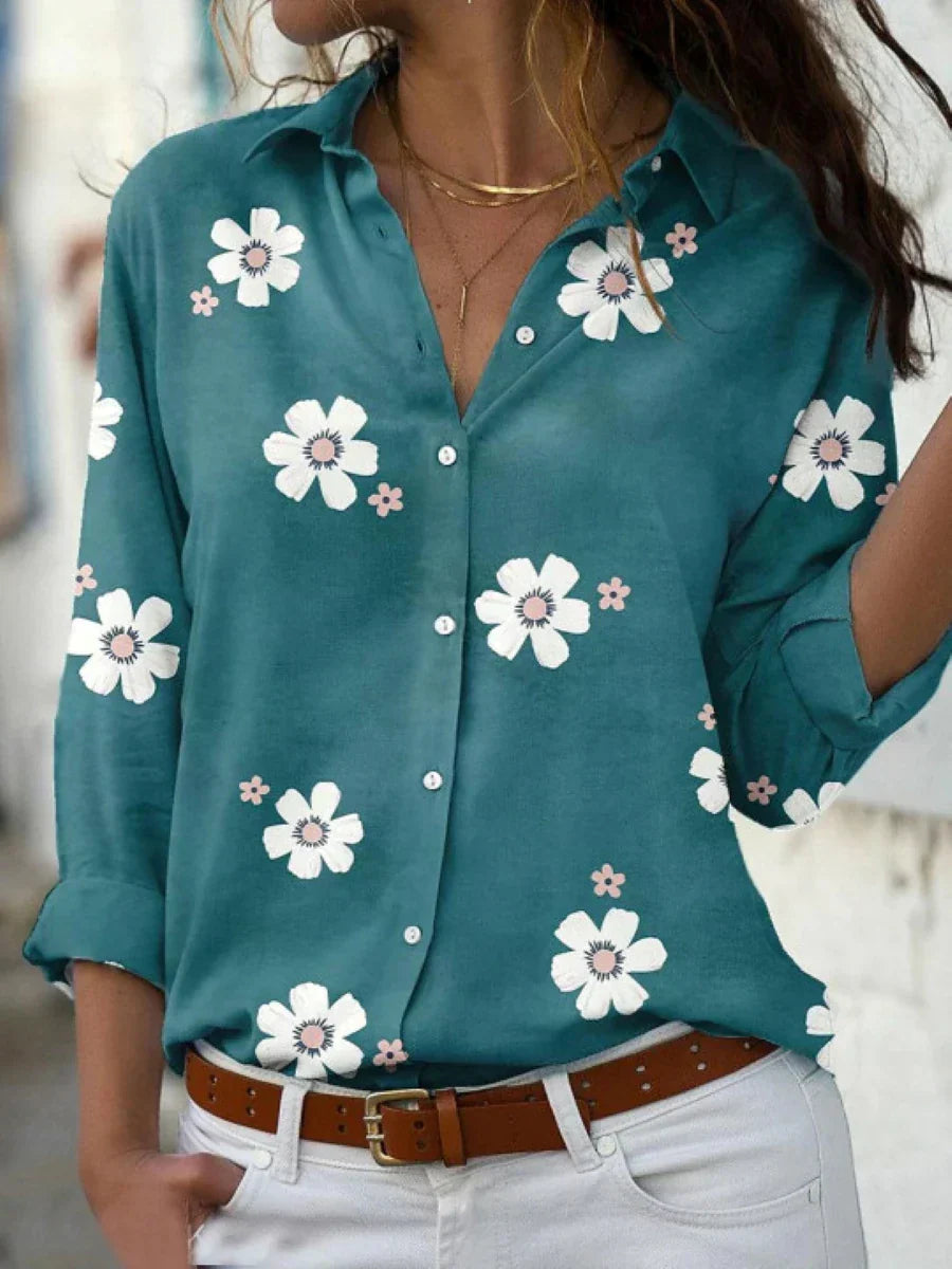 Women's Floral Print Blouse Button Front