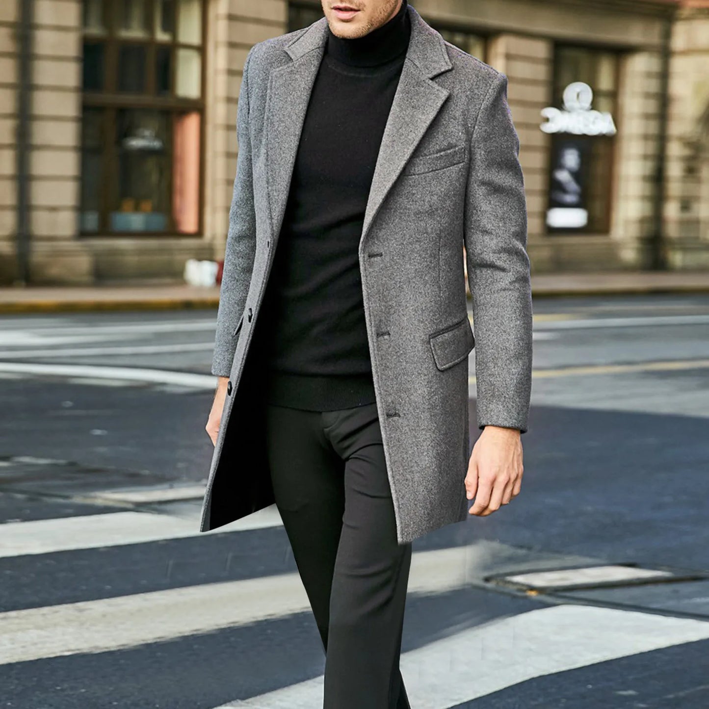 Jayden | Men's Elegant Wool-Blend Overcoat for Winter