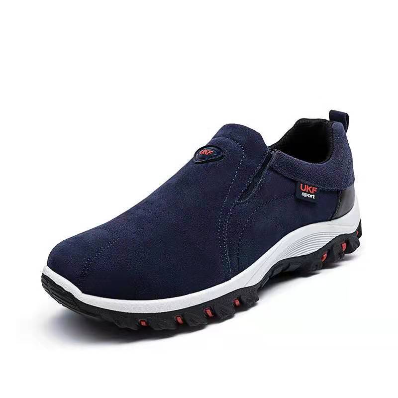 Men's Walking Shoes Waterproof Leather Slip-On Outdoor Hiking Sneakers