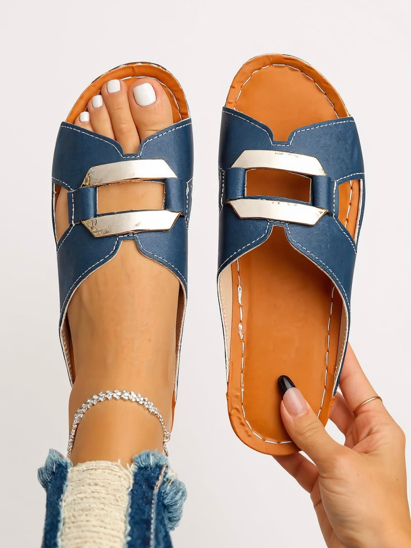 Women's Cushioned Slides Adjustable Buckle