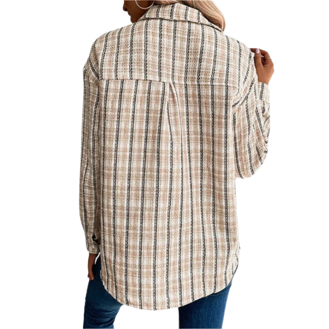 Women's Long Sleeve Blouse Cotton Button Front Casual White