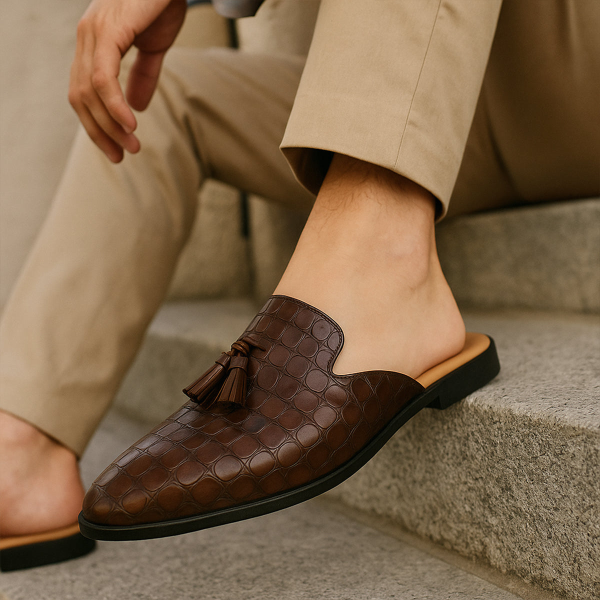 Men's Leather Mule Loafers Slip On