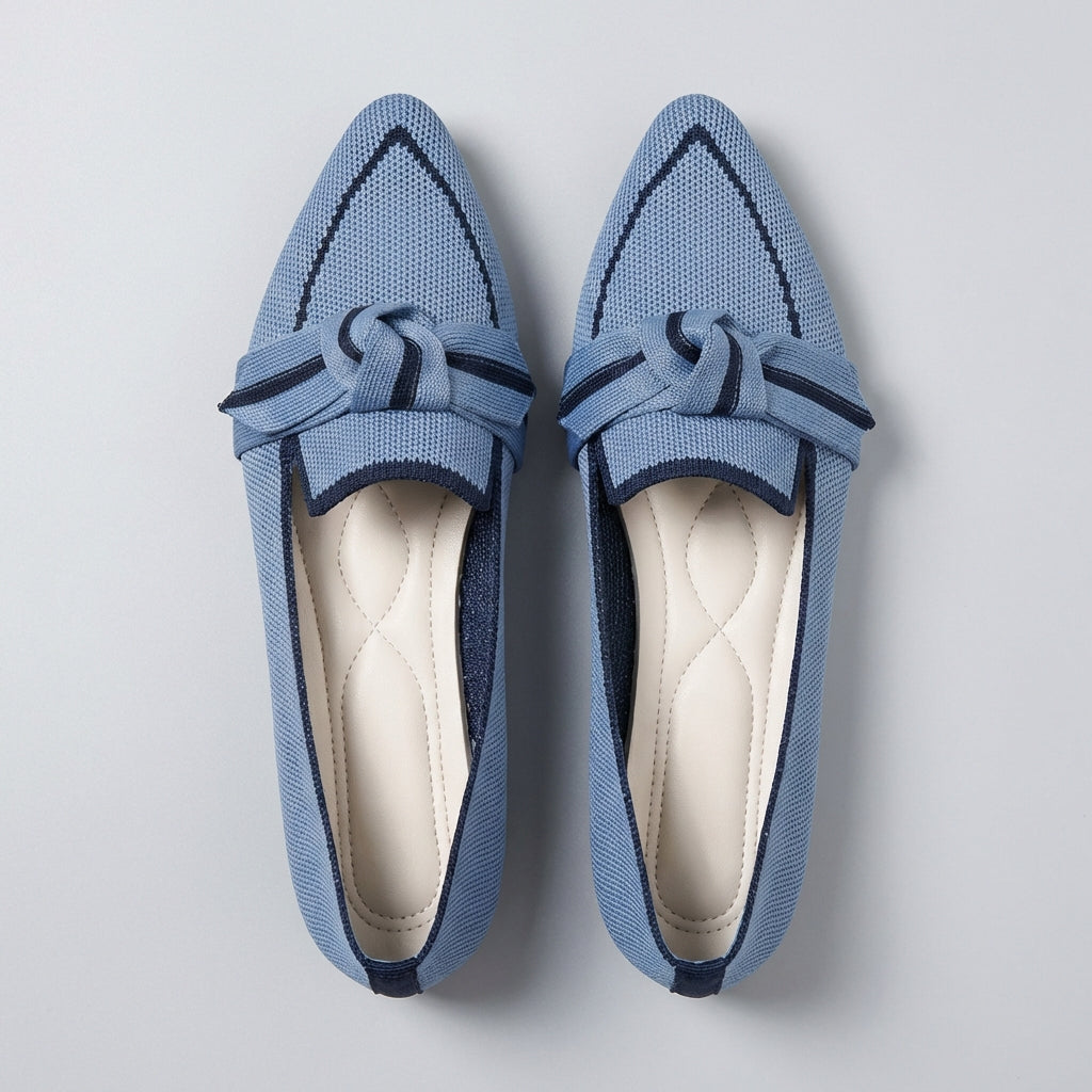 Women's Knitted Slip-On Loafers Pointed Toe