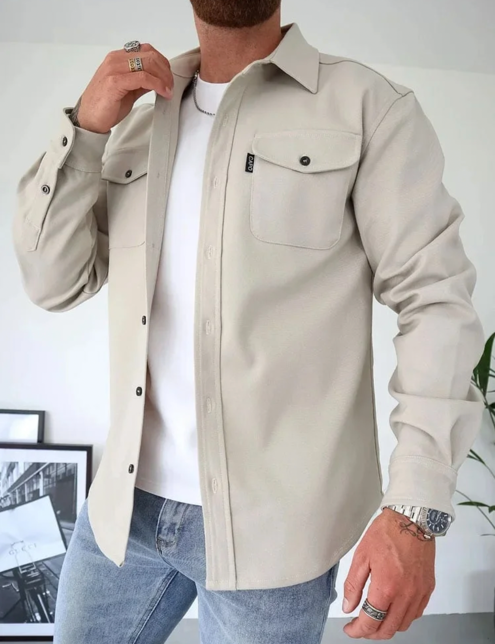 Men's Long Sleeve Shirt With Pockets