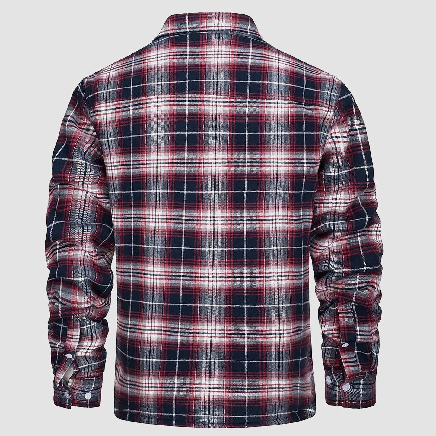 Men's Flannel Shirt Jacket Fleece Lined Cotton Warm Brown