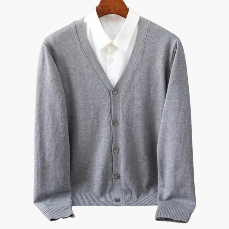 Men's V-Neck Cardigan Classic Knit Layer