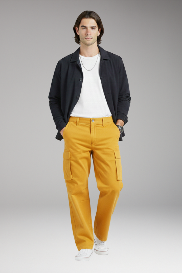 Men's Wide Leg Cargo Pants Pocket Design